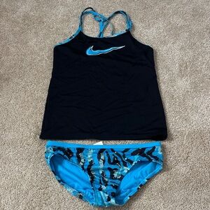 Nike Black & Teal Two-Piece Athletic Swim Set